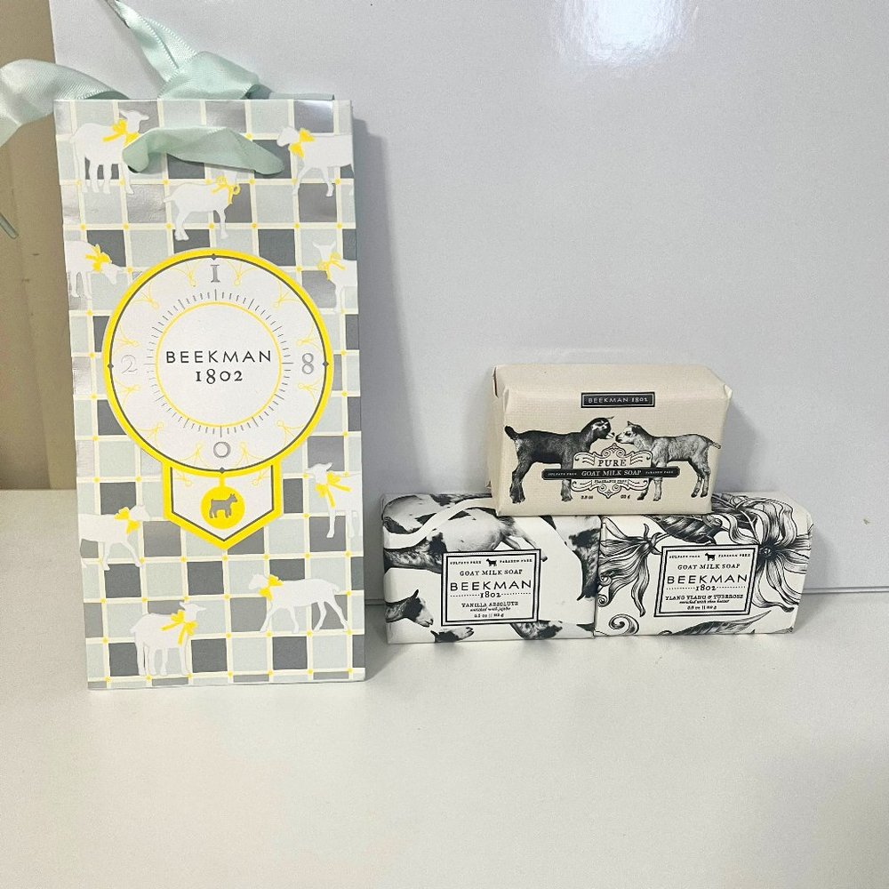 Beekman 1802 3.5-oz Goat Milk Bar Soap Set with Gift Bag!